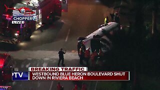 Westbound Blue Heron Boulevard closed near I-95 in Riviera Beach