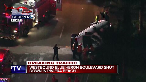 Westbound Blue Heron Boulevard closed near I-95 in Riviera Beach