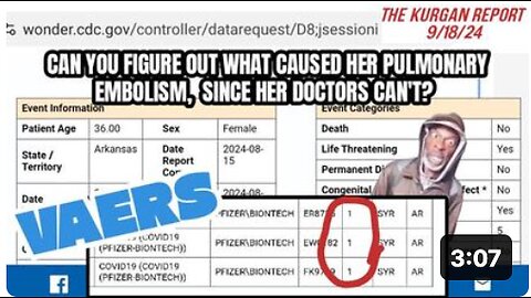 VAERS: DOCTORS ARE BAFFLED BY 36YR OLD'S PULMONARY EMBOLISM!