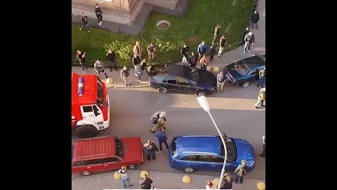 People Move Car so Firetruck Can Pass