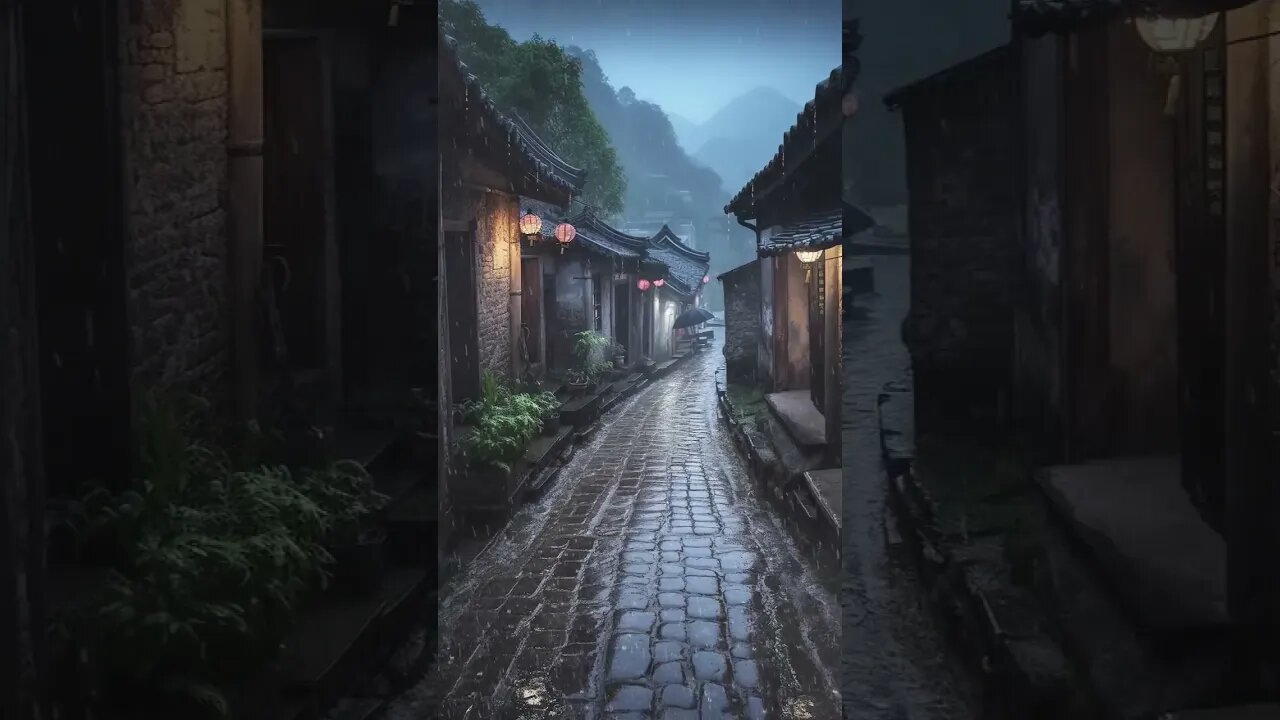 快速入睡：雨声助眠，夜晚古城街道大雨声让你的大脑放松下来，进入深度睡眠状态BGM#rain #rainsounds #sleep #sleepmusic #shorts #shortsvideo