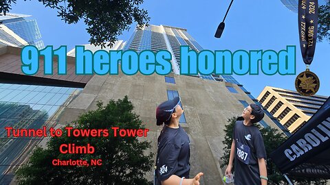 911 heroes honored / 43 floors climbed with my son / We climb for heroes / Never forget 911