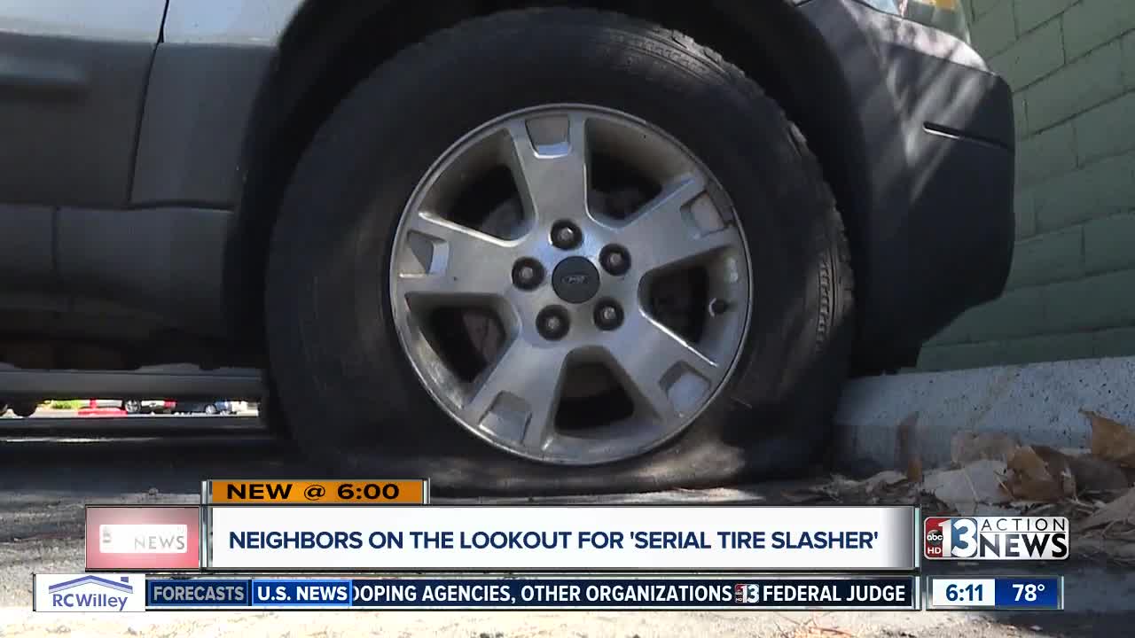 Neighbors on lookout for serial tire slasher