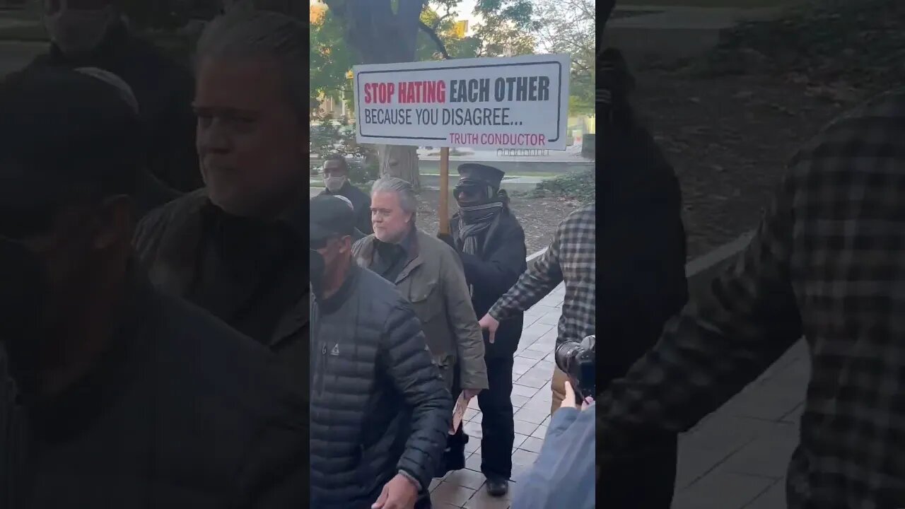 Steve Bannon arrives for sentencing at the US District Court.