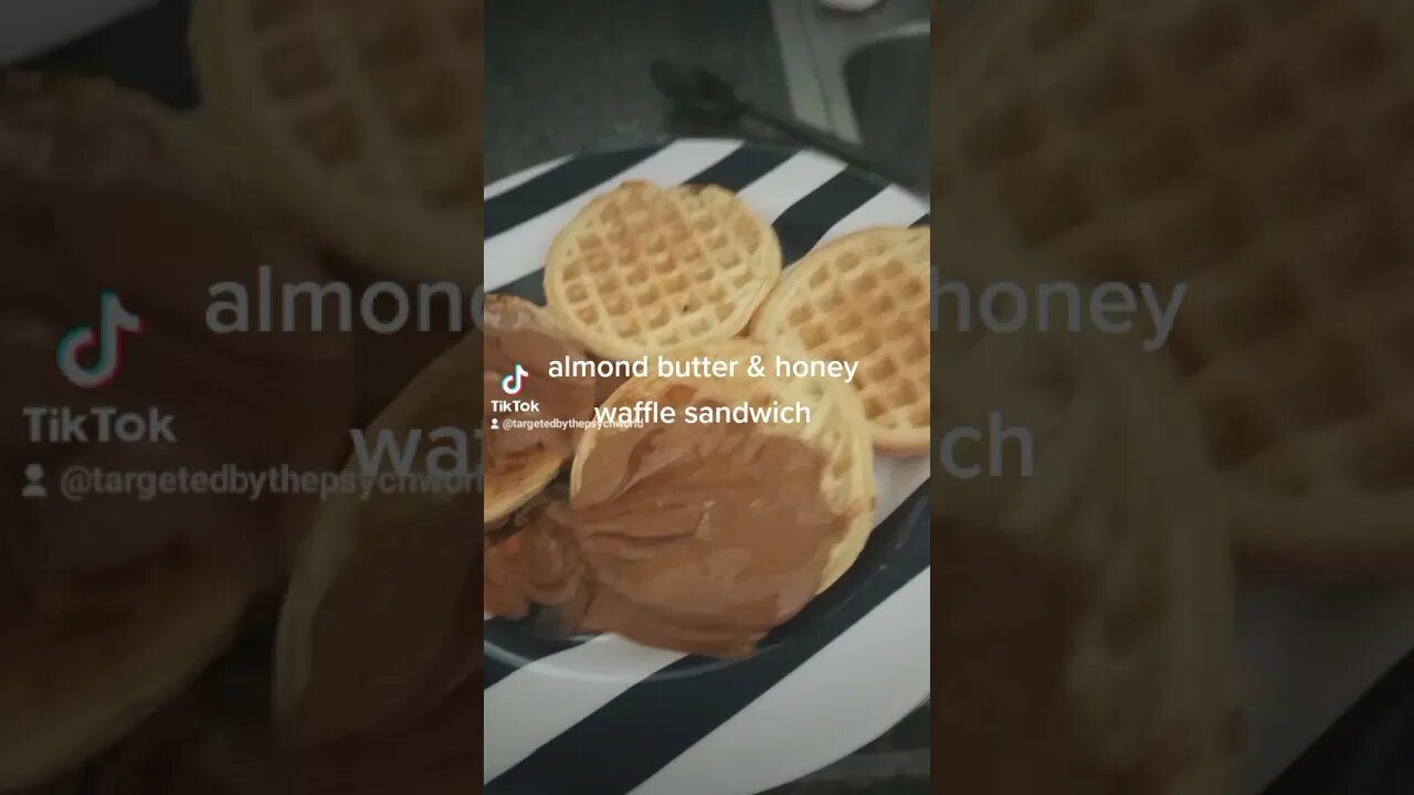 Almond butter & honey waffle sandwich. Messy, but 😋🤤!