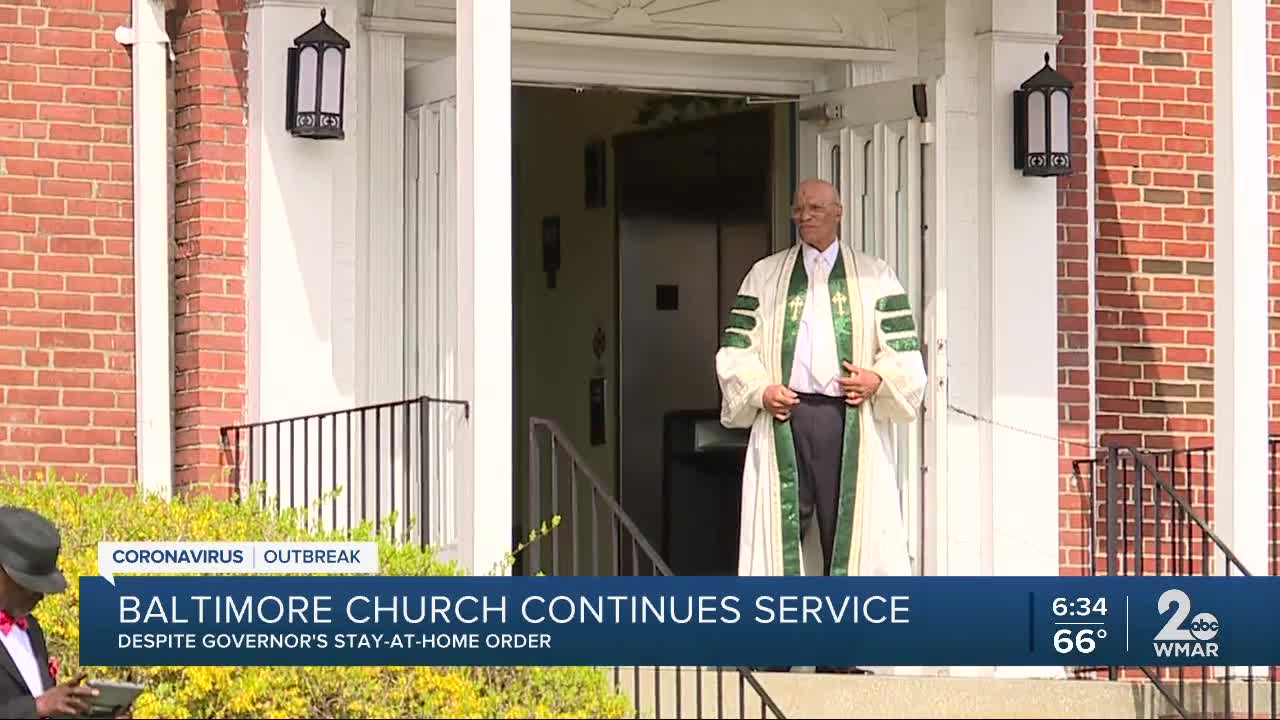 Baltimore church continues to hold service despite church service being shut down last week