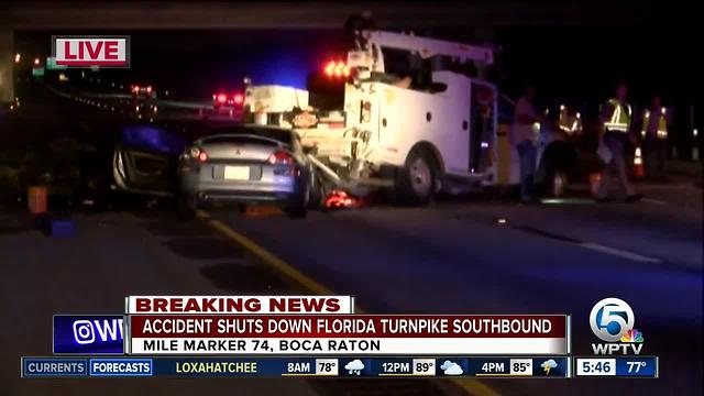 Accident shuts down Florida Turnpike southbound in Boca Raton