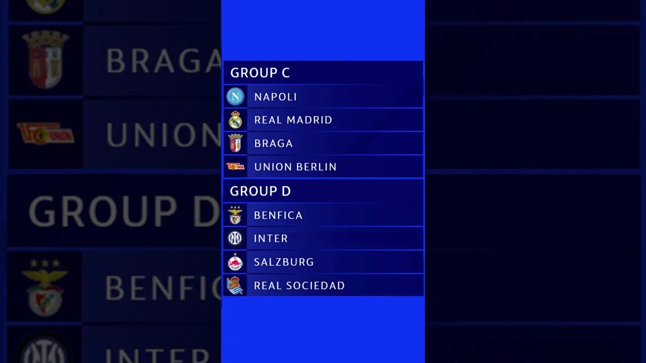 UEFA Champions League 23 24 Group Stage Draw #ucl #championsleague #shorts #football