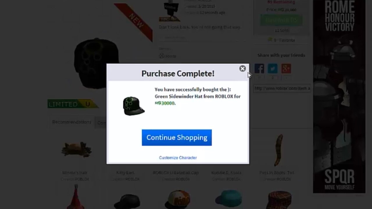 ME GETTING THE ): GREEN SIDEWINDER ON ROBLOX!!