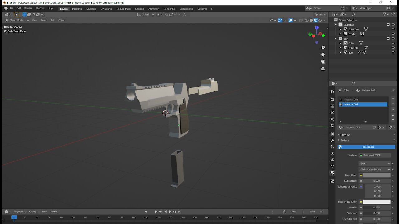 making a Desert Eagle (for my Game) in blender 2.9