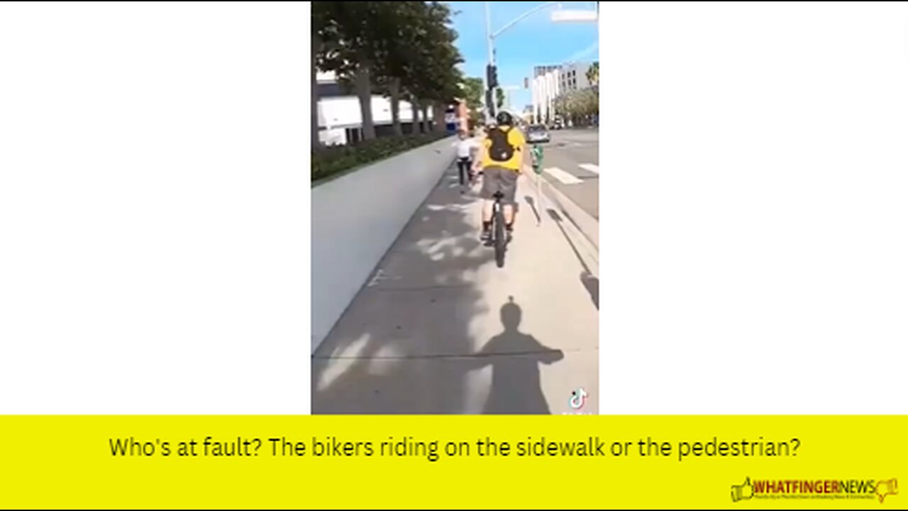 Who's at fault? The bikers riding on the sidewalk or the pedestrian?