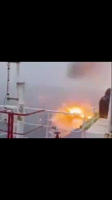 Houthi Sea Drone Kamikaze Speedboat Heading For Container Ship Blows Up After Crew Shoots It!