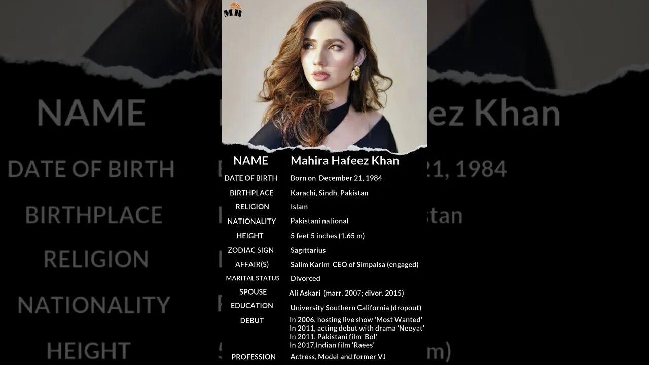 Mahira Khan 💓 | Mahira Khan mini biography 🔥😍 #viral #shorts #biography