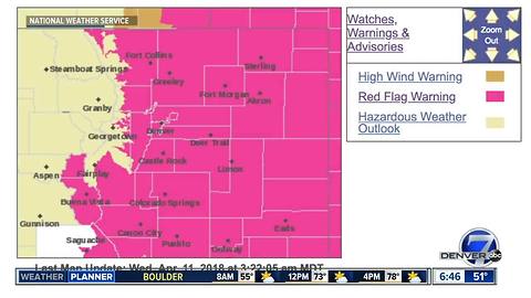 Fire danger is high across most of Colorado Wednesday