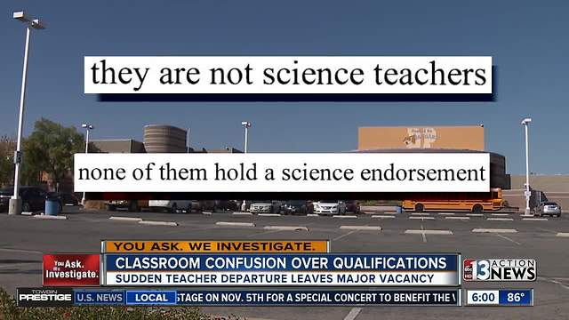 Unqualified teachers teaching science at local high school