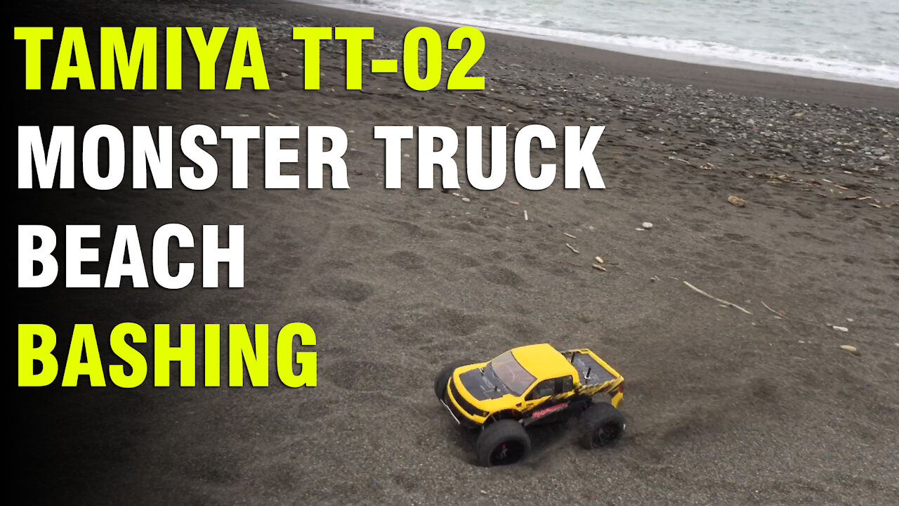 Tamiya TT-02 Monster Truck Beach Bashing!