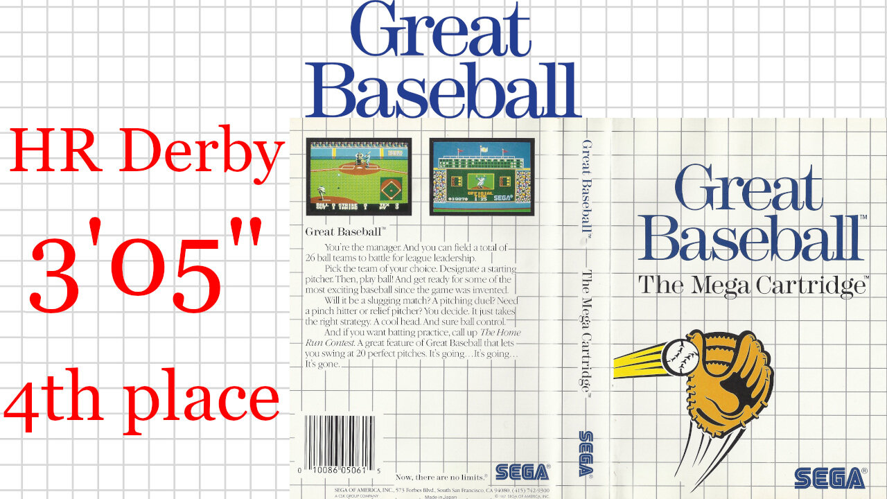 Great Baseball [SMS] HR Derby - 10 HRs [3'05"] 4th place | SEGA Master System Marceau