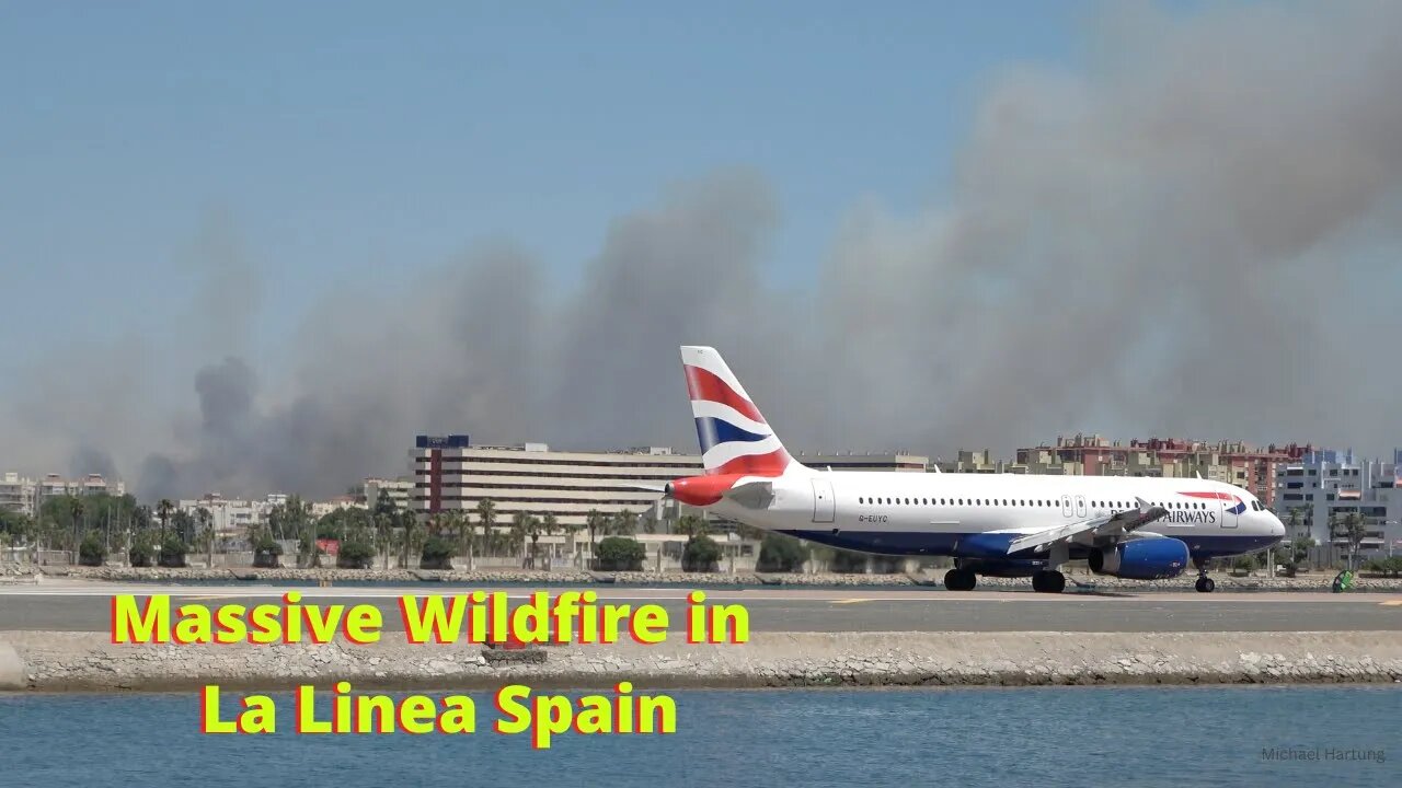 Massive Wild Fires in Spain Create a Chilling Backdrop for this British Airways Flight