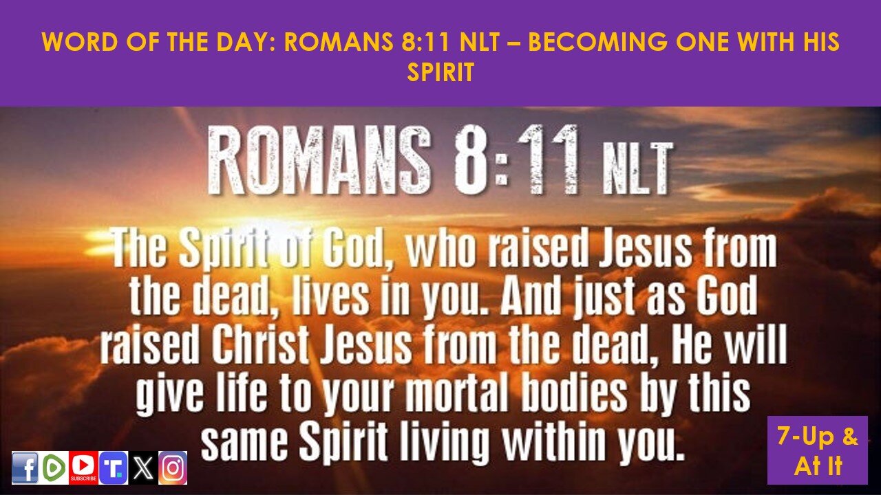 WORD OF THE DAY: ROMANS 8:11 NLT - BECOMING ONE WITH HIS SPIRIT