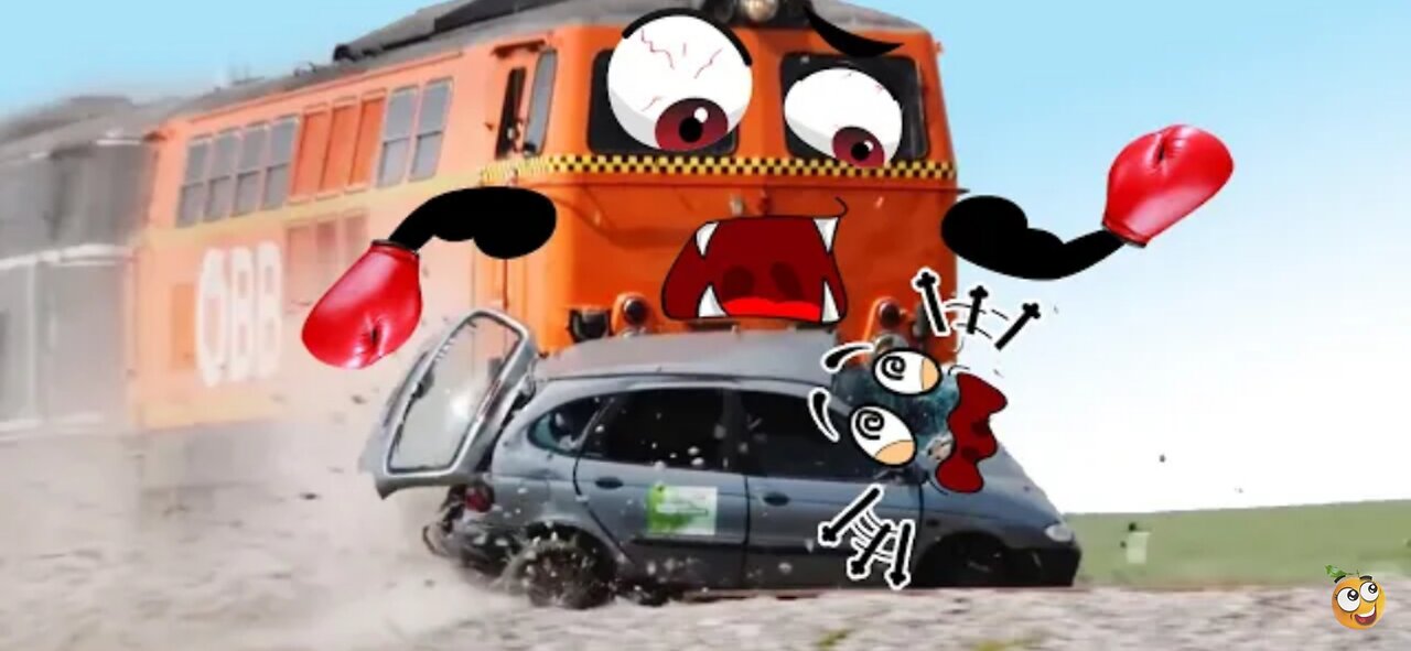 Train Crash | Monster Trains Crush Cars on Railroad - Woa Doodland