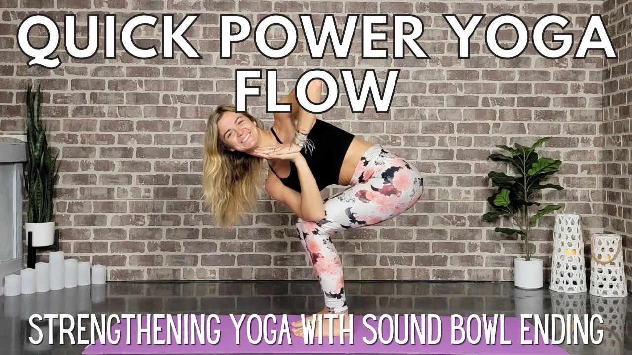 20 min Power Yoga Flow with Sound Bowl Ending || Strengthening Yoga || Yoga with Stephanie