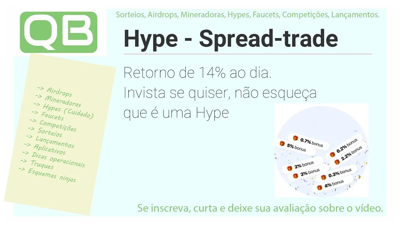 Hype spread-trade 14% por dia + multinivel de 3