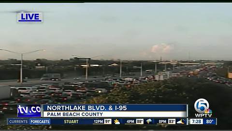 4 right lanes blocked on I-95 southbound in Riviera Beach