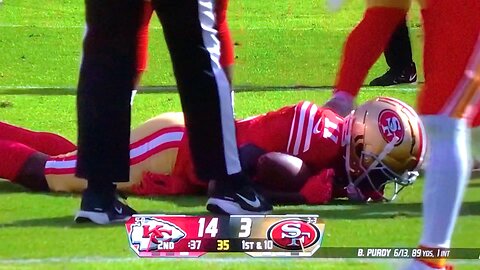 49ers WR #11 Brandon Aiyuk gets a bad leg injury. Doesn’t look good for the guy!