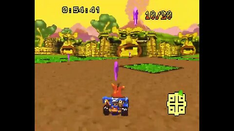 Crash Nitro Kart (GBA) - Temple Turmoil Crystal Challenge Gameplay (CNK Purple Token)