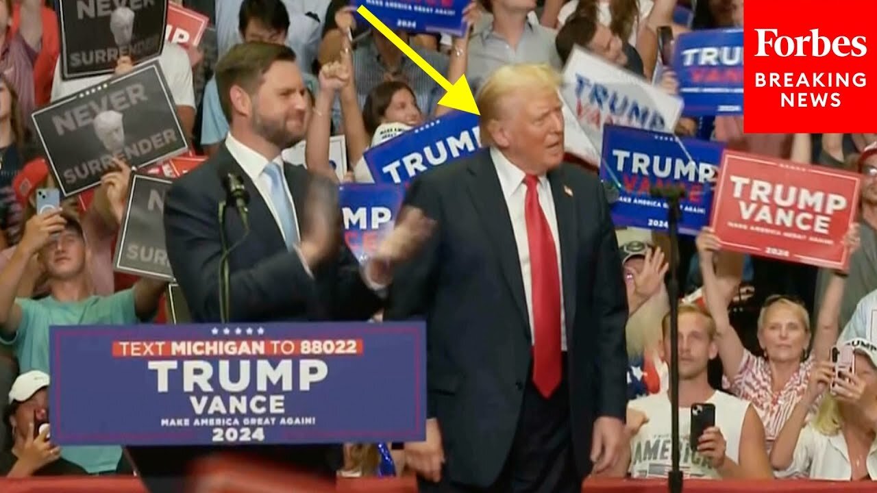 JUST IN: Trump Arrives At Michigan Campaign Rally With Beige Bandage On His Ear