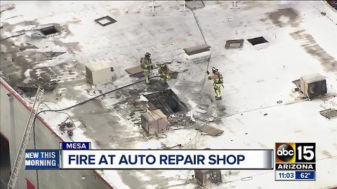 Firefighters battle fire at Mesa auto repair shop