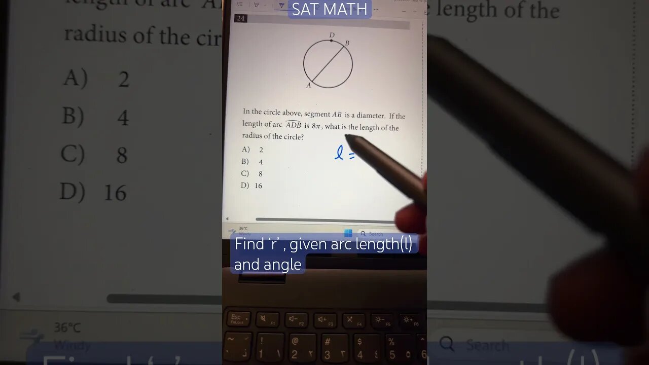 Find radius using relationship of arc length and angle#circles#youtubeshorts #mathtrick#satmath#math