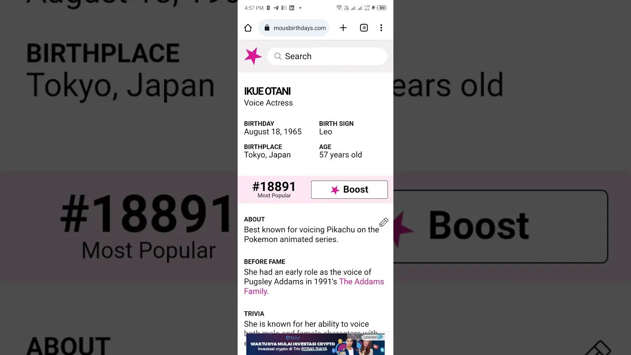 HAPPY BIRTHDAY IKUE OTANI 57 YEARS OLD