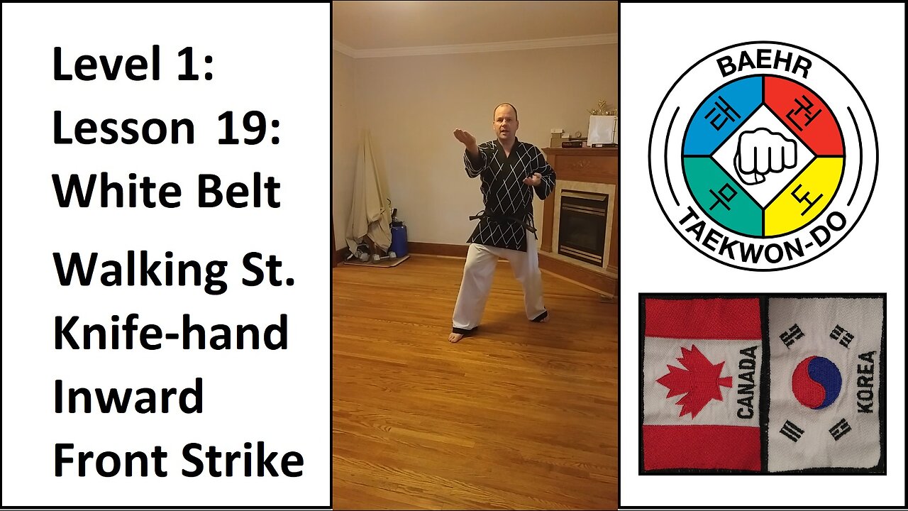 Baehr Taekwondo: 01-19: White Belt: Walking Stance - Knife-hand Inward Front Strike