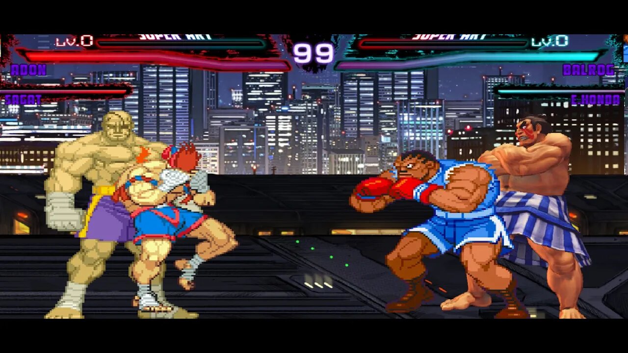 Mugen: Adon/Sagat vs Balrog/E. Honda