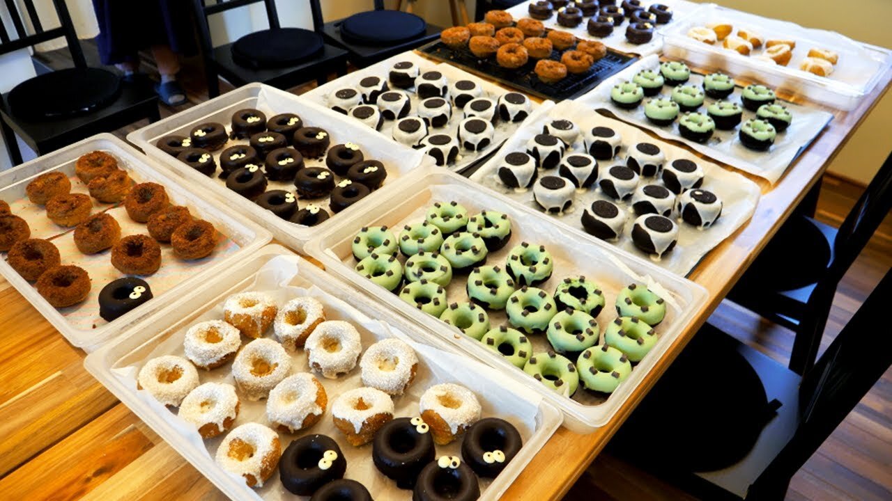 Various homemade donuts baked without oil / korean street food