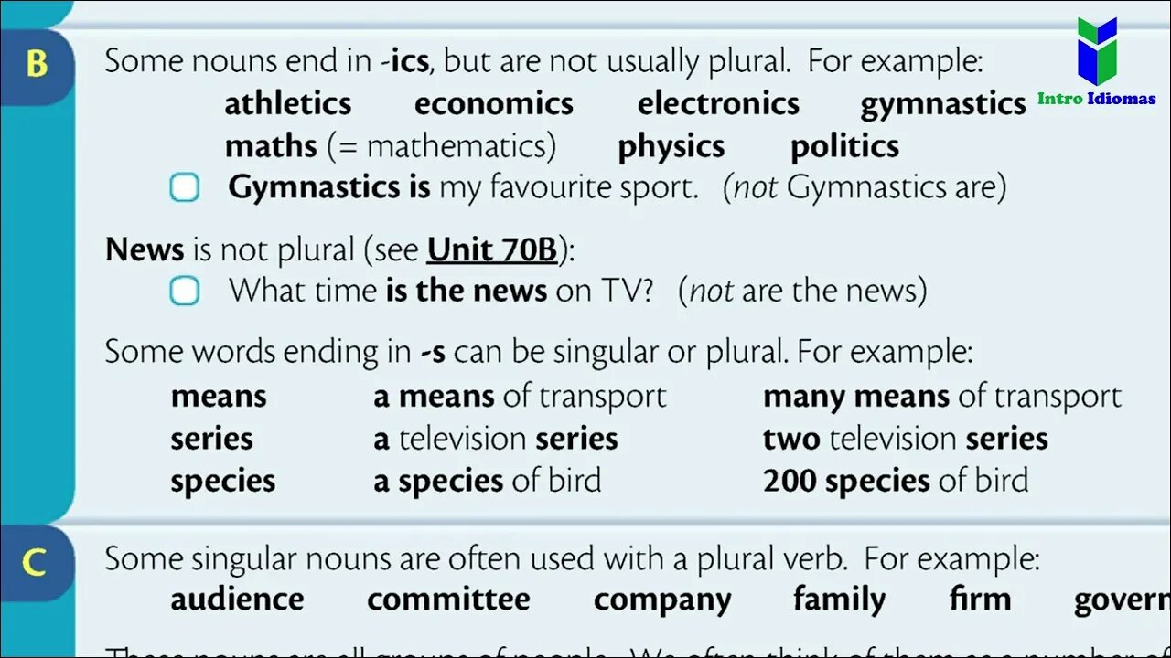 079 - Singular and plural ENGLISH GRAMMAR IN USE - Unit 79 - Intermediate