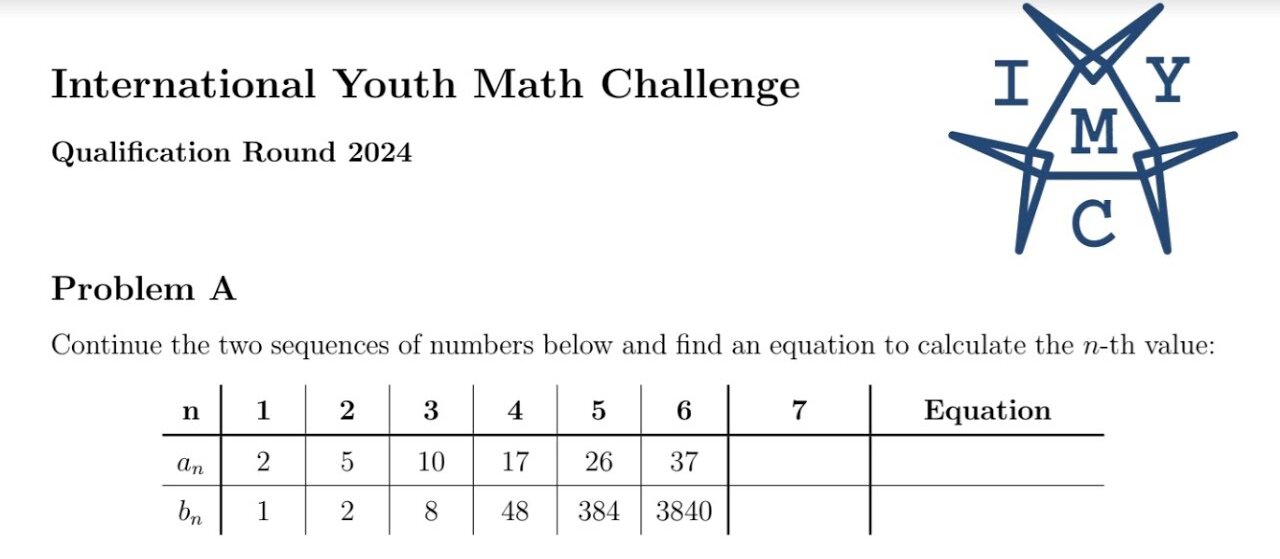 International Youth Math Challenge 2024: Problem A: Continue the two sequences of numbers below