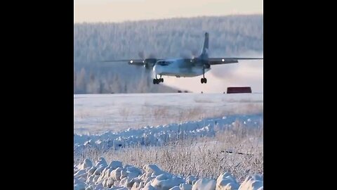 The landing in the harsh and cold Siberia of an Antonov An-26-100 aircraft of the Russian company