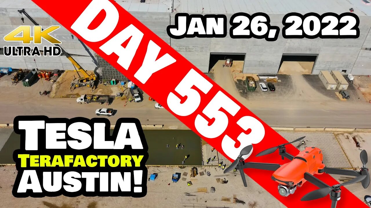 Tesla Gigafactory Austin 4K Day 553 - 1/26/22 -Tesla- TONS OF ACTION AT GIGA TEXAS ON EARNINGS DAY!