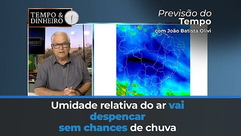 Previsão mostra que umidade relativa do ar vai despencar sem chances de chuva no médio prazo