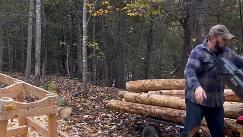 19 @ Crafting woodwork, jungle crafting, moving logs in the wilds of my off-grid hut