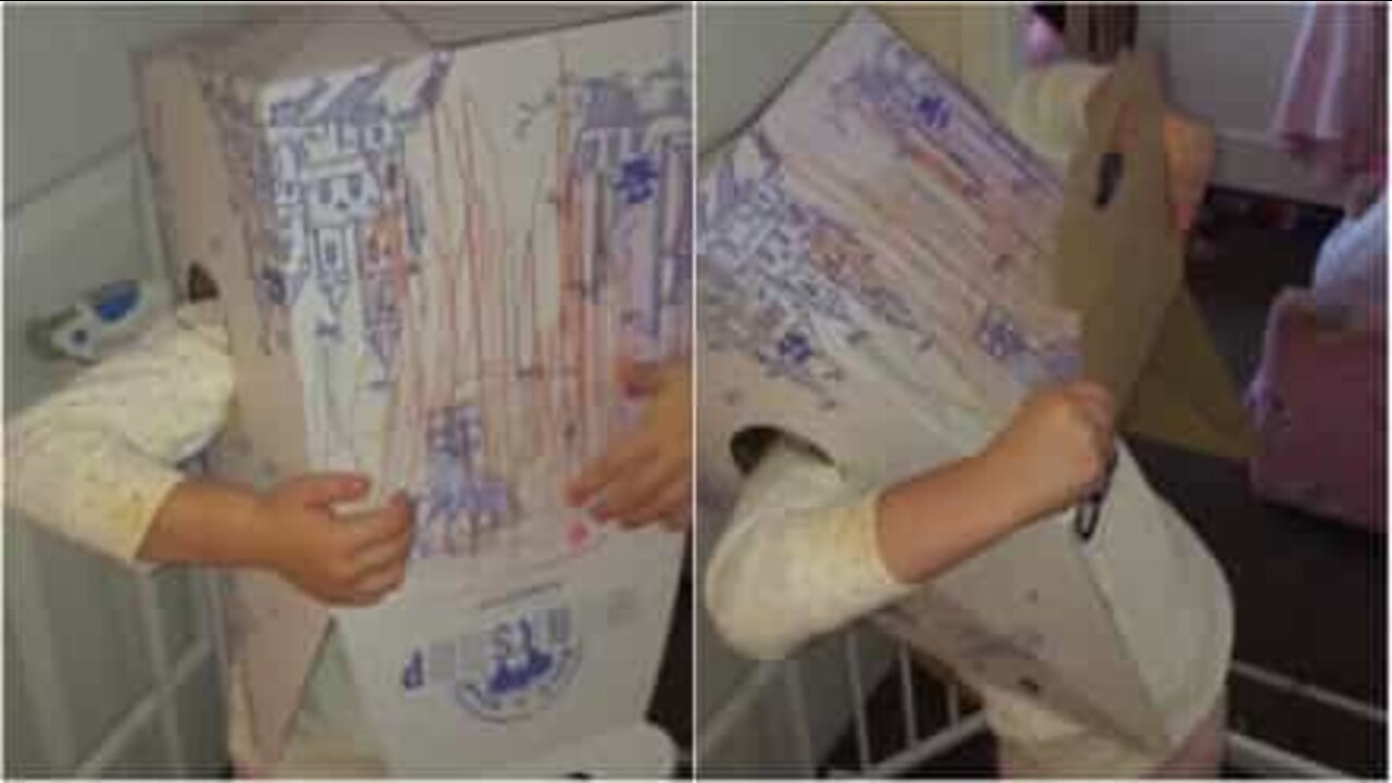 箱にはまってしまったこども