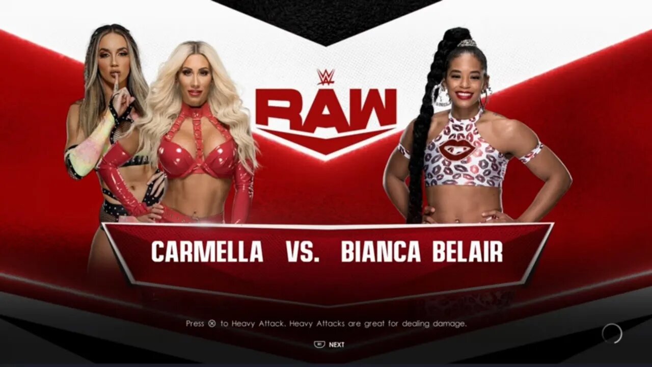 WWE Monday Night Raw Bianca Belair vs Carmella w Chelsea Green