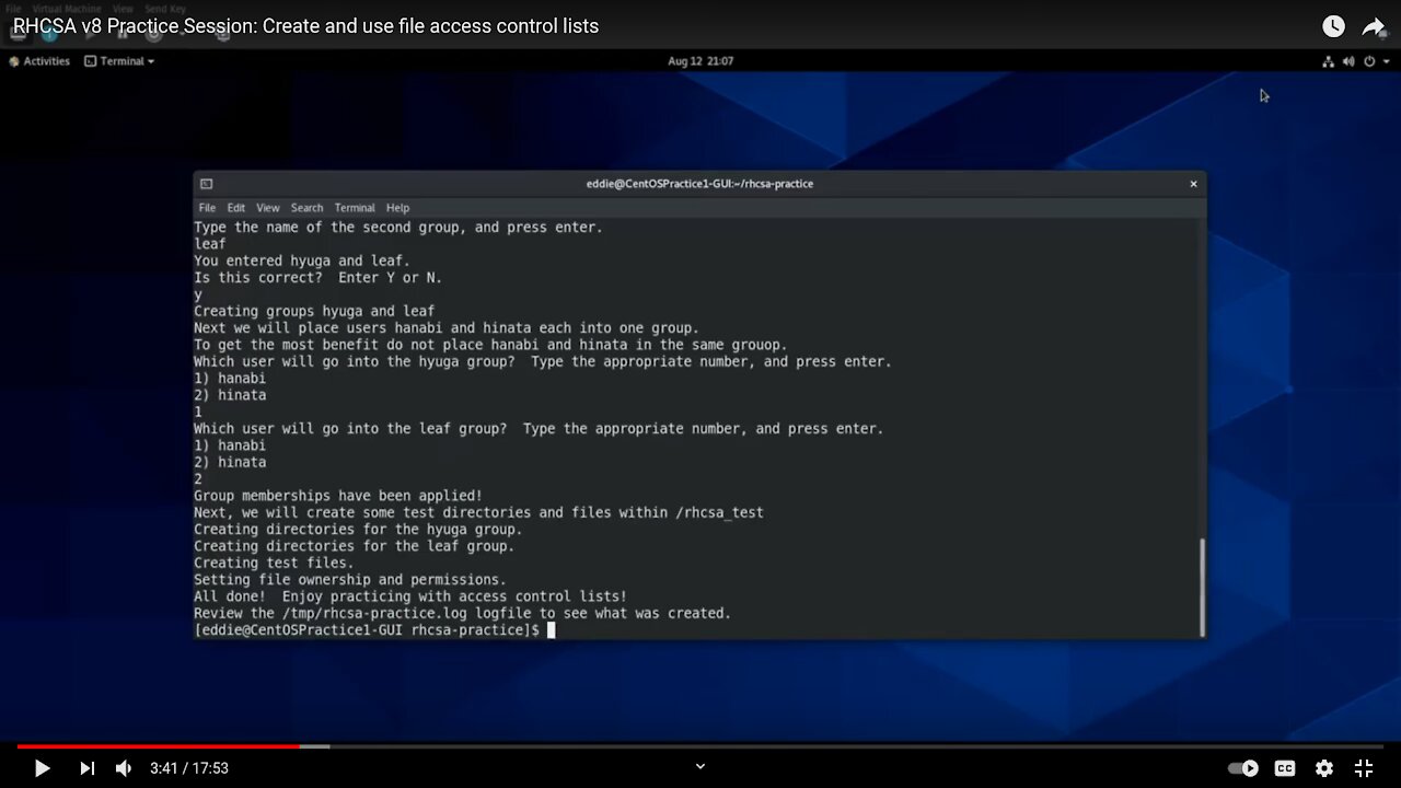 RHCSA v8 Practice Session: Create and use file access control lists