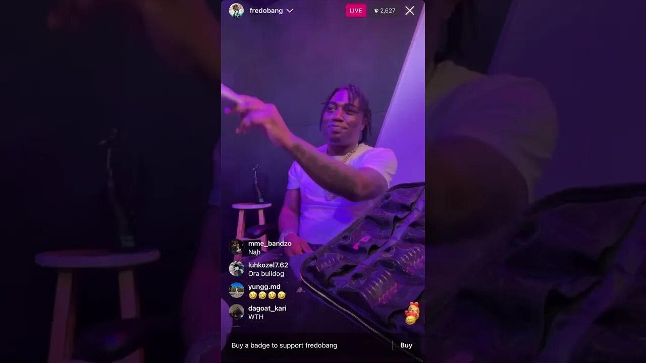 FREDO BANG IG LIVE: First Time Smoking Blunt After Being Off Parole Ft. TrapLand Pat (25-01-23) PT.3