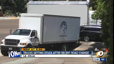 Trucks getting stuck in La Jolla after recent road change