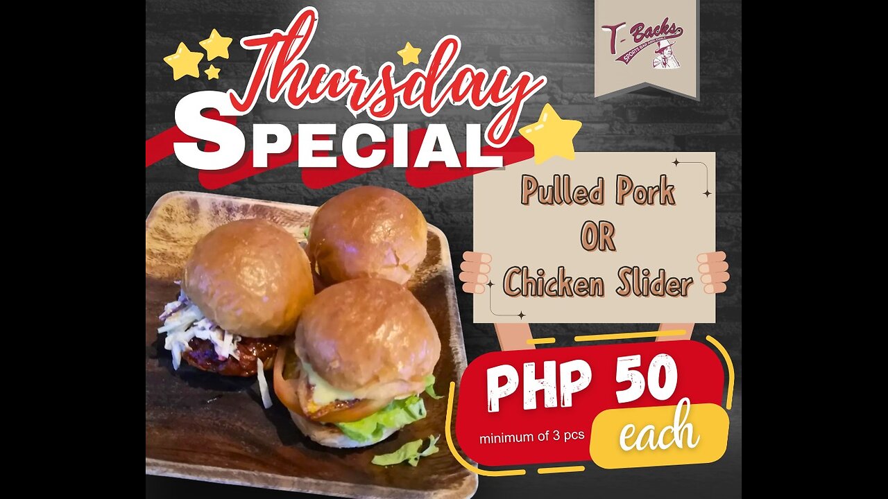 T-Backs Sports Bar and Grill Sports Schedule and Sliders special for Thursday April 04, 2024