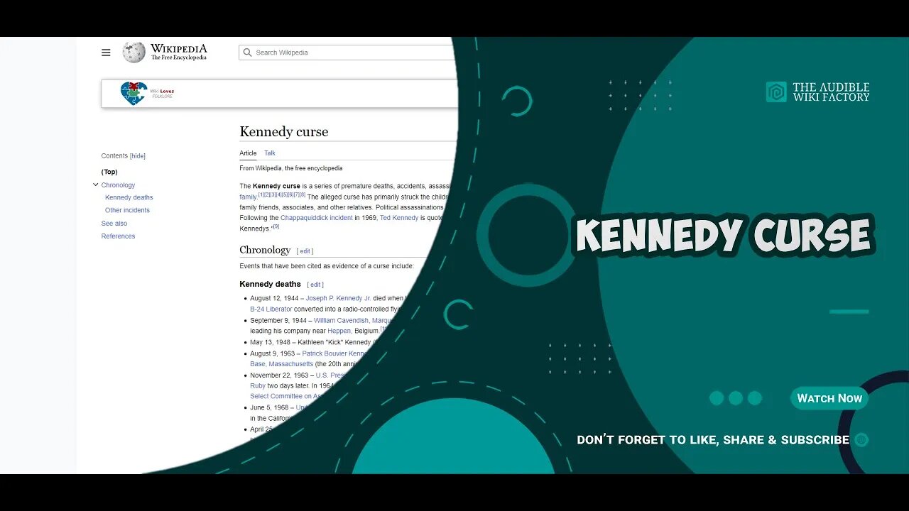 The Kennedy curse is a series of premature deaths, accidents, assassinations, and other