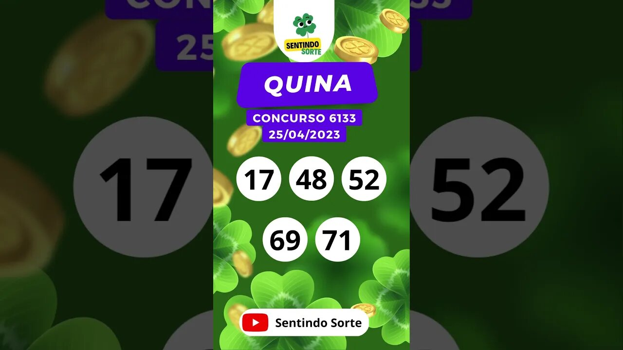 🍀 Resultado QUINA 6133 | 25/04/23 | Sentindo Sorte #shorts